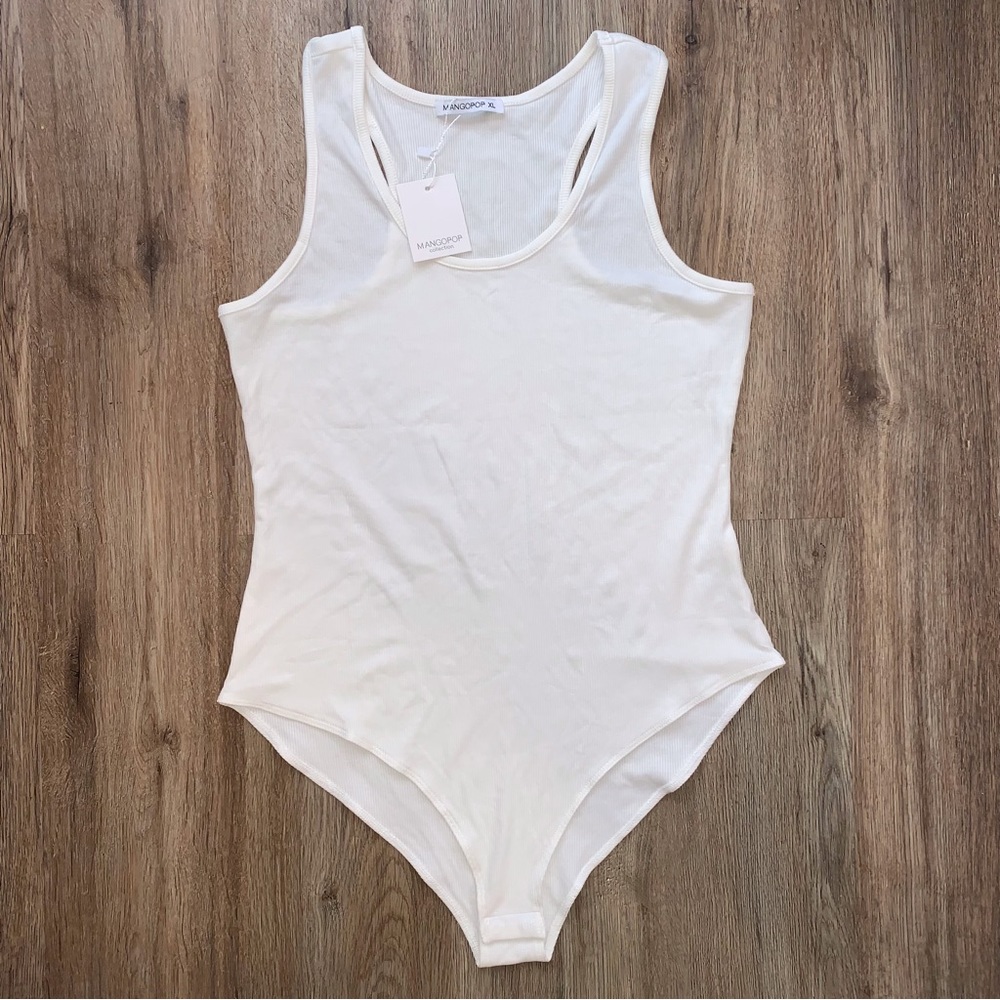 Mangopop Ribbed Racerback Bodysuit Tank Top - Picture 13 of 13